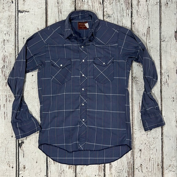 Vintage Rustler Plaid Pearl Snap Rancher Rockabilly Western Cowboy Shirt - Picture 1 of 5